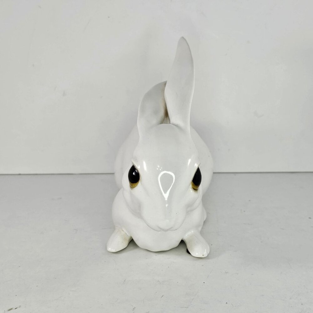 Freeman McFarlin White Rabbit Figurine Lying Down Yellow Eyes *Repaired Foot* - Picture 3 of 10